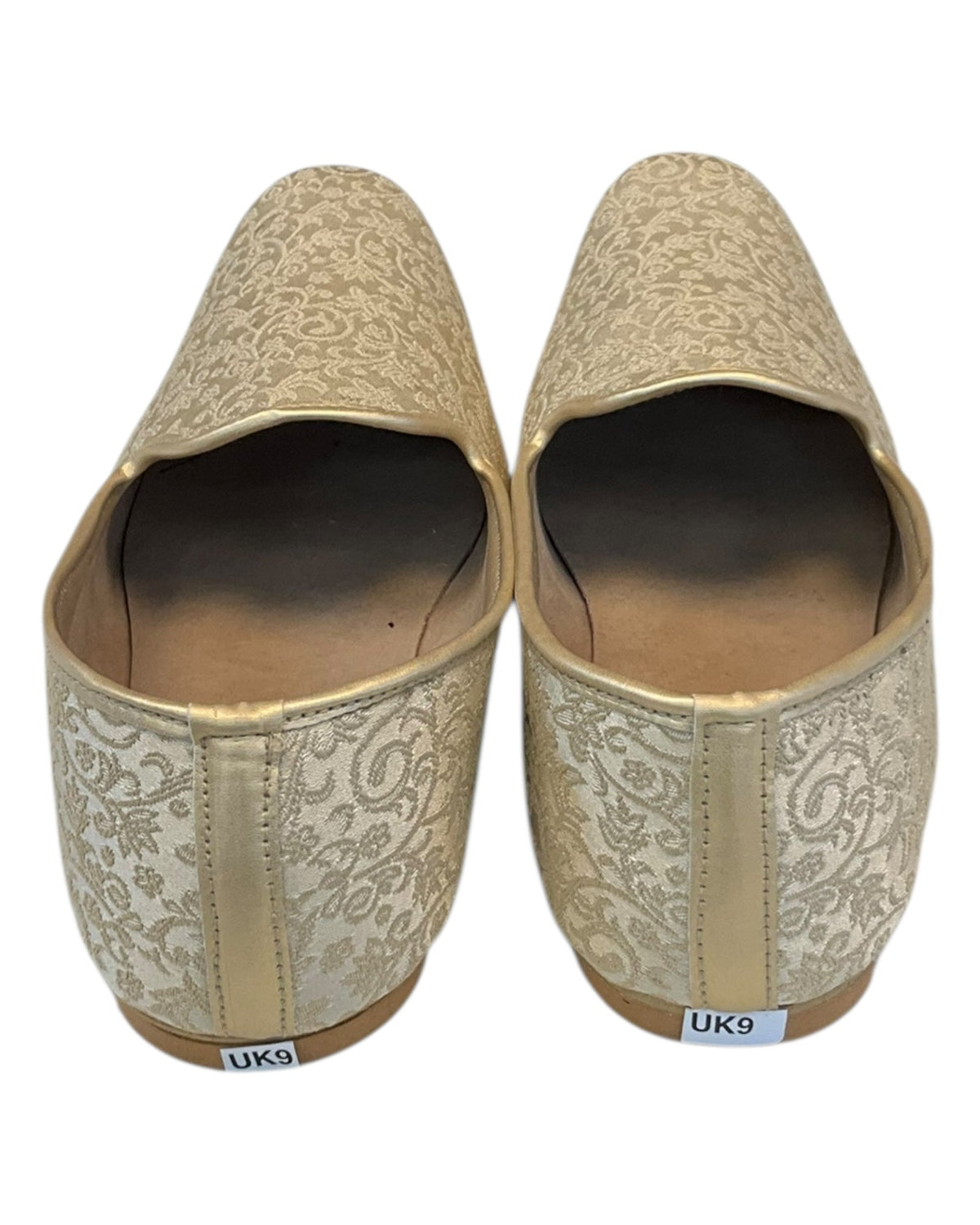 Very Comfortable Gold Brocade Loafer Style Mojri - Indian Mens shoes - Mojari , Khossay - YD2305 - Prachy Creations