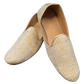 Very Comfortable Gold Brocade Loafer Style Mojri - Indian Mens shoes - Mojari , Khossay - YD2603 - Prachy Creations