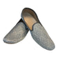 Very Comfortable Silver Grey Brocade Loafer Style Mojri - Indian Mens shoes - Mojari , Khossay - YD2602 - Prachy Creations