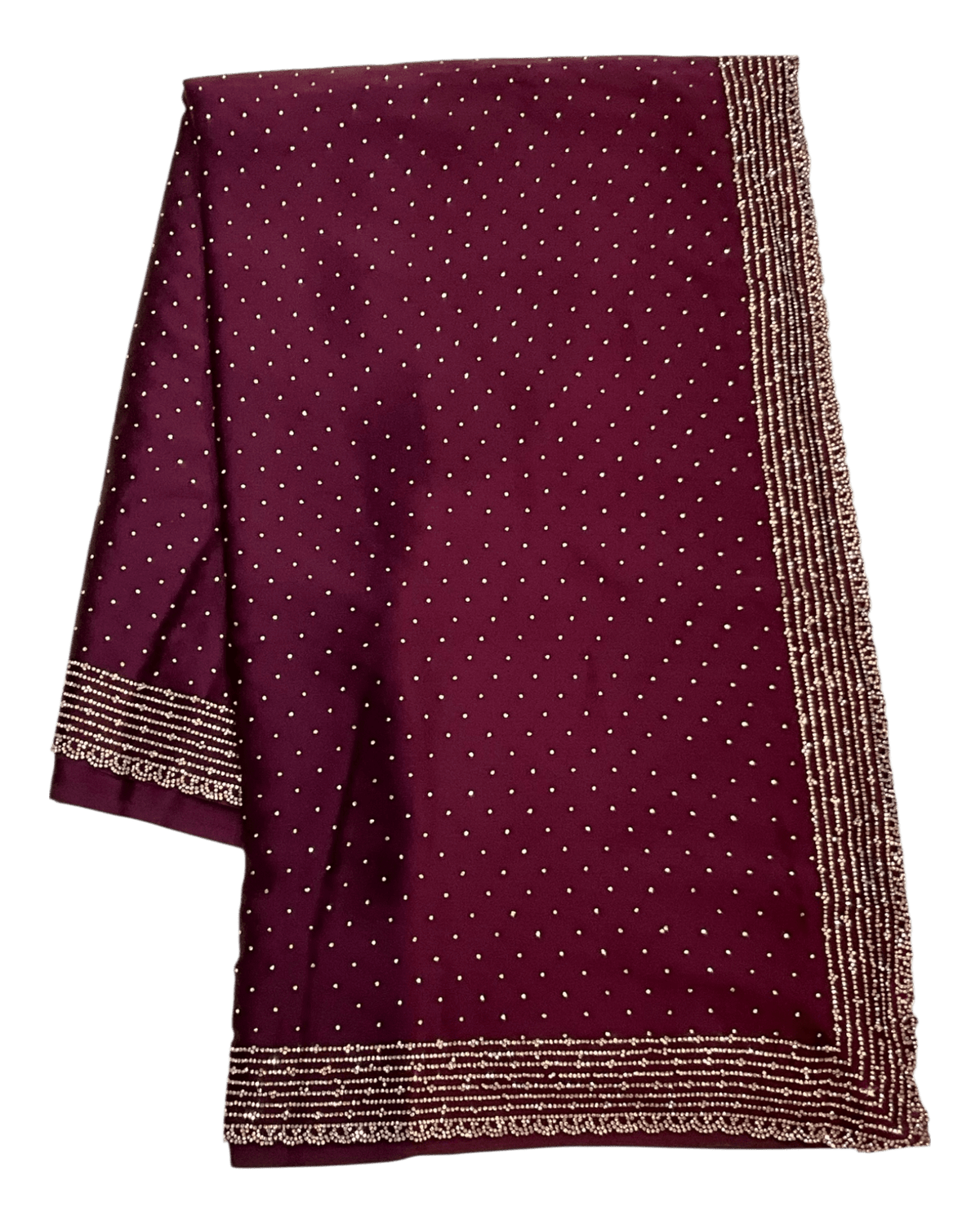 Wine - Classic Satin Crepe Saree with Stone Work and Blouse Piece - UK stock - 24hr Dispatch - RS2531 VY - Prachy Creations