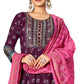 Wine - Cotton Block Printed Long Dress with Dupatta - Available in Sizes 14(40") & 20 (46") - BH1008 KK 0924 - Prachy Creations