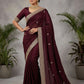 Wine - Fancy Party Saree with Blouse Piece - UK stock - 24hr Dispatch - SP2603 VY - Prachy Creations