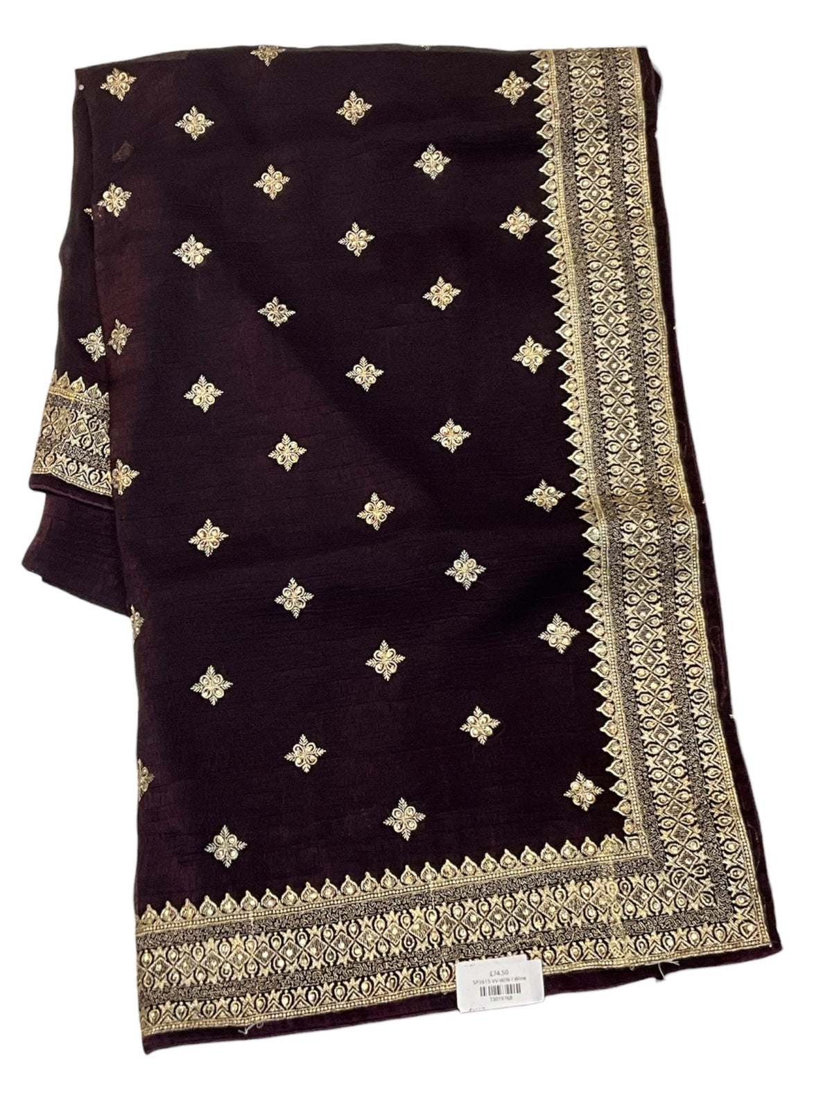 Wine - Fancy Party Saree with Blouse Piece - UK stock - 24hr Dispatch - SP2615 VV - Prachy Creations