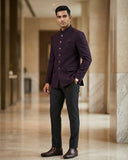 Wine - PREMIUM Slim Fit Mens Jute BandhGala / Prince / Chinese Collar Jacket - Fantastic Fit - CS2603 TH - Prachy Creations
