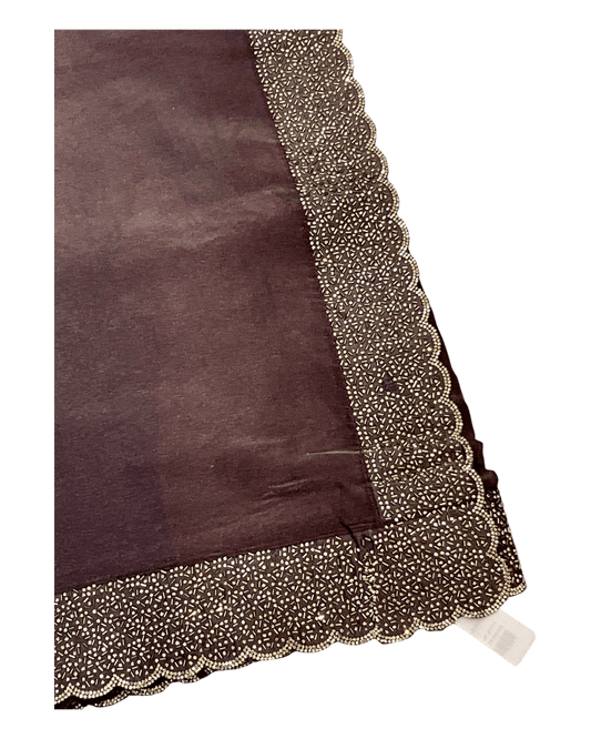 Wine / Purple - Classic Saree with Stone Work Border and Blouse Piece - UK stock - 24hr Dispatch - RS2538 VP - Prachy Creations