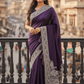 Wine / Purple - Classic Saree with Thread / Stone Work and Blouse Piece - UK stock - 24hr Dispatch - RS2506 VP - Prachy Creations