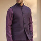 Wine / Purple - Self Brocade - Premium Suede Feel Mens Indian Waistcoat - UK Stock - 24 hr Dispatch - VNS-JKT697/17 10KP25 - Prachy Creations