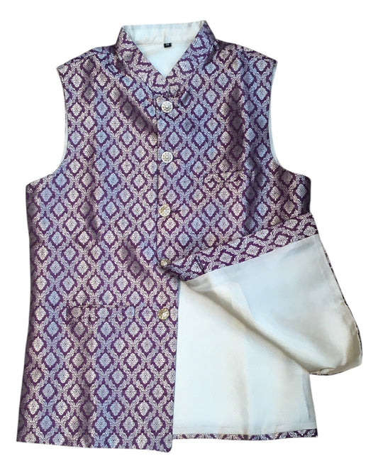 Wine - Rich Banarasi Brocade Handloom Brocade Mens Waistcoat - UK Stock- Dispatch in 24 hrs - KCS241109 KP - Prachy Creations