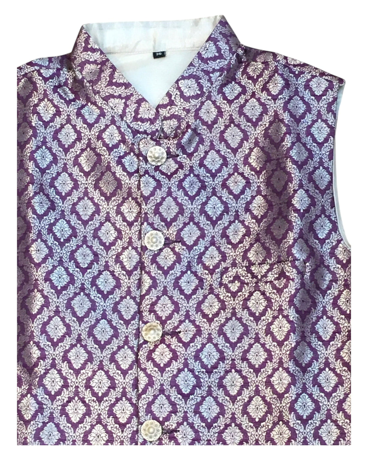 Wine - Rich Banarasi Brocade Handloom Brocade Mens Waistcoat - UK Stock- Dispatch in 24 hrs - KCS241109 KP - Prachy Creations
