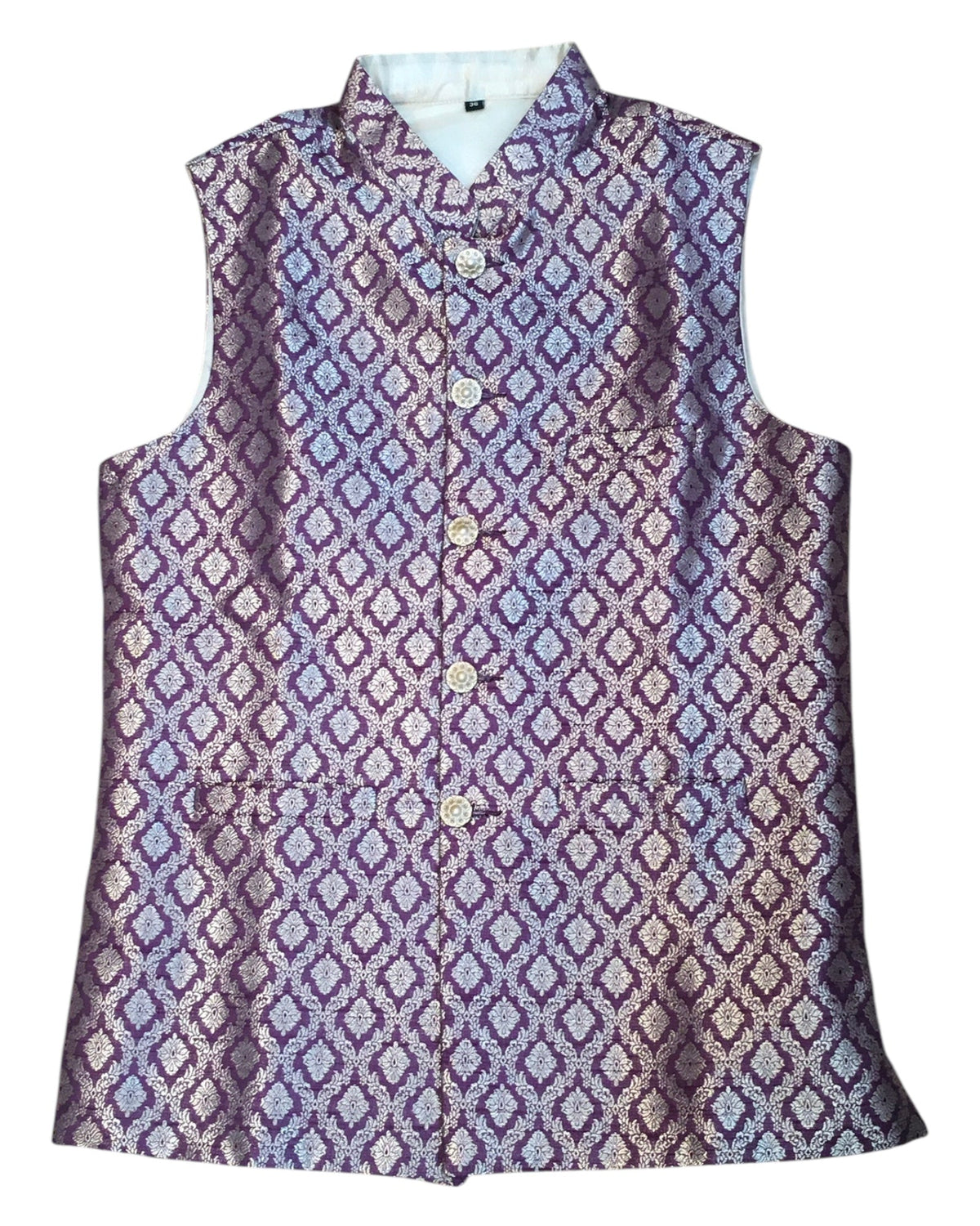 Wine - Rich Banarasi Brocade Handloom Brocade Mens Waistcoat - UK Stock- Dispatch in 24 hrs - KCS241109 KP - Prachy Creations