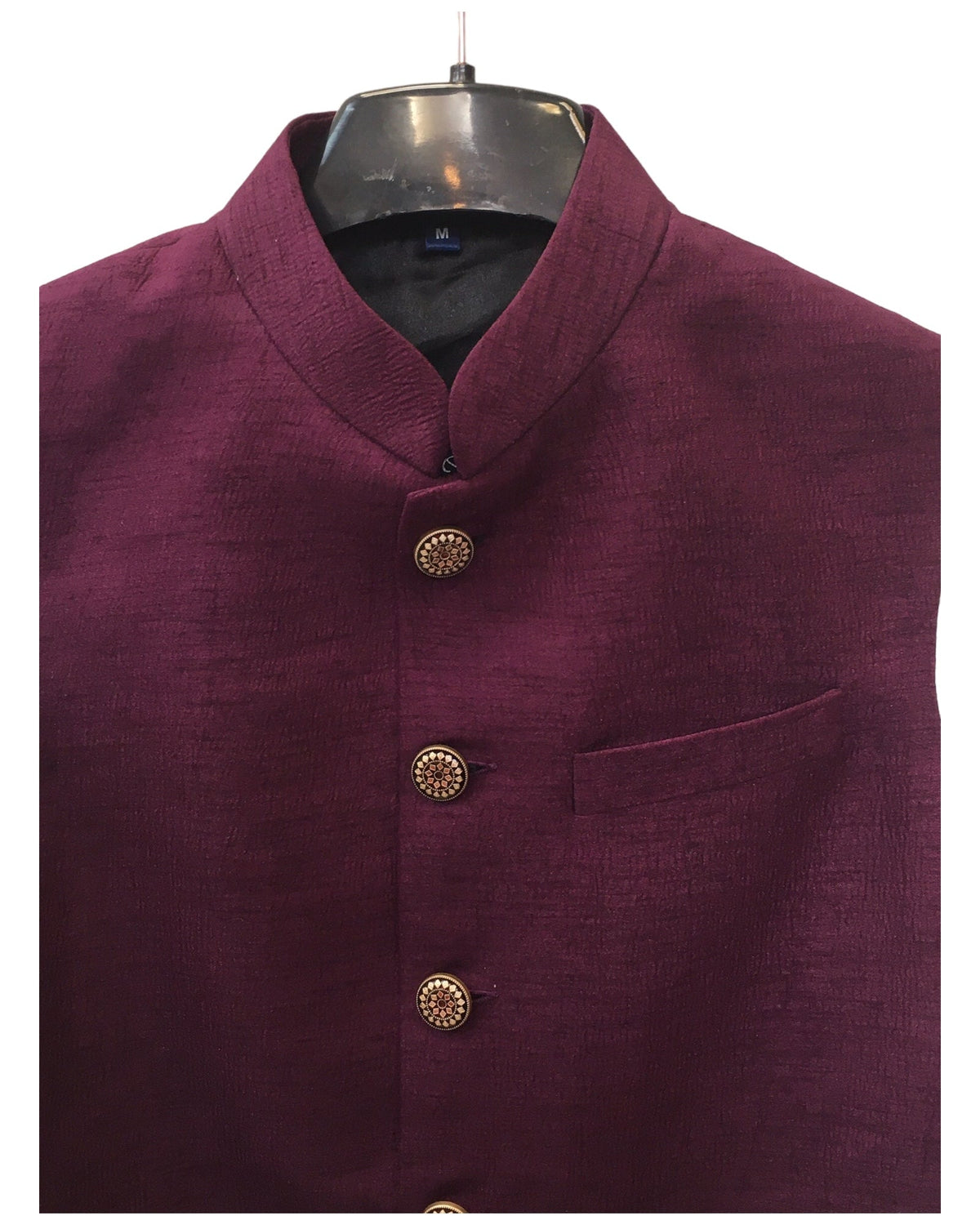 Wine - Rich Handloom Mens Waistcoat / Bandi - Bollywood - HHF2404 KV 0624 - Prachy Creations
