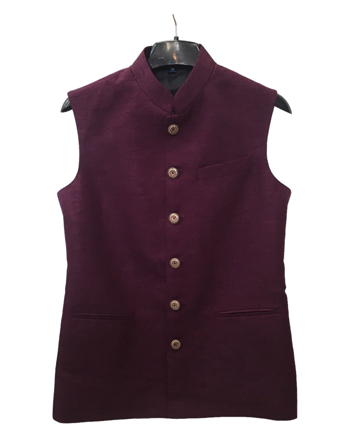 Wine - Rich Handloom Mens Waistcoat / Bandi - Bollywood - HHF2404 KV 0624 - Prachy Creations