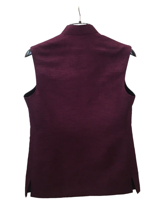 Wine - Rich Handloom Mens Waistcoat / Bandi - Bollywood - HHF2404 KV 0624 - Prachy Creations