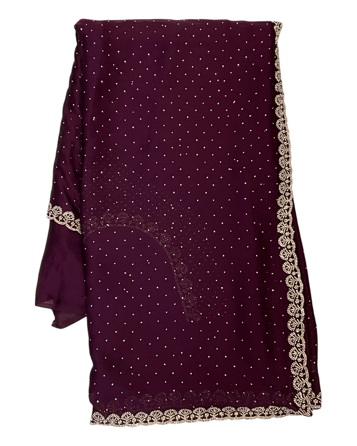 Wine - Rich Saree with Stone Work Border and Blouse Piece - UK stock - 24hr Dispatch - RS2509 VA - Prachy Creations