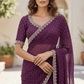 Wine - Rich Saree with Stone Work Border and Blouse Piece - UK stock - 24hr Dispatch - RS2509 VA - Prachy Creations
