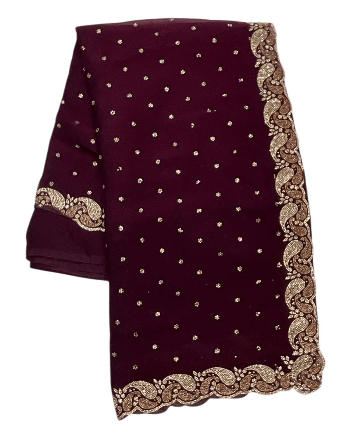 Wine - Rich Saree with Stone Work Border and Blouse Piece - UK stock - 24hr Dispatch - RS2532 TC - Prachy Creations