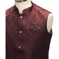 Wine - Rich Suiting Material Mens Indian Waistcoat - Amazing Fit - Great Quality - YD2423 KC 0824 - Prachy Creations