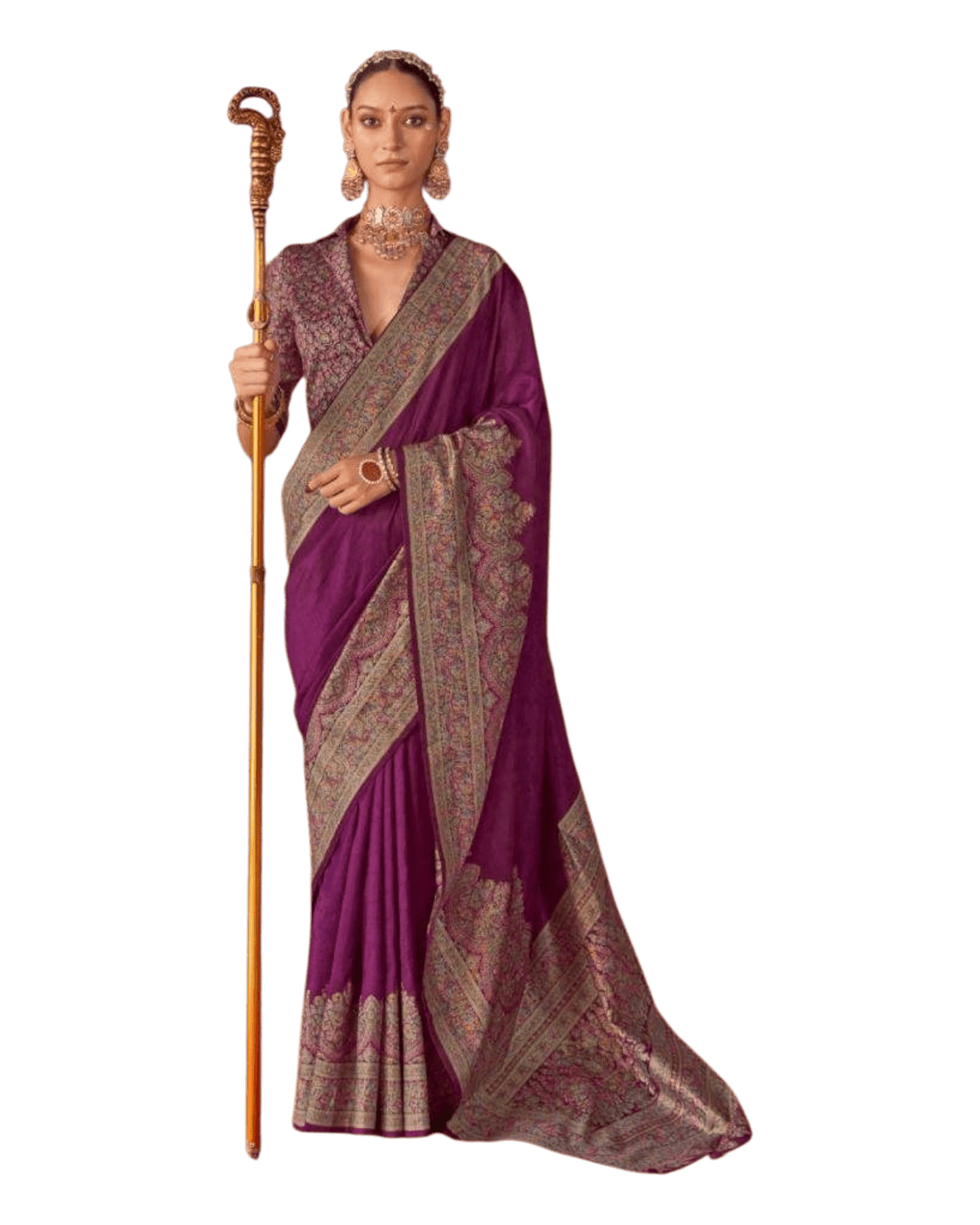 Wine - Traditional Block Printed Dupion Silky Saree with Blouse Piece - UK Stock - 2/3 days Delivery 12KC25 K910 - Prachy Creations