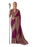 Wine - Traditional Block Printed Dupion Silky Saree with Blouse Piece - UK Stock - 2/3 days Delivery 12KC25 K910 - Prachy Creations