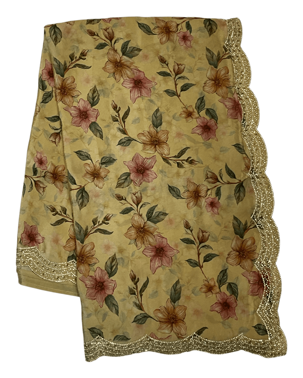 Yellow - Printed Crepe Silky Saree with Blouse Piece - UK stock - 24hr Dispatch - RS2527 TJ - Prachy Creations