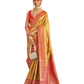 Yellow / Red - Silky Handloom Banarasi Saree with Blouse Piece - 12TY25 REW1048 - Prachy Creations
