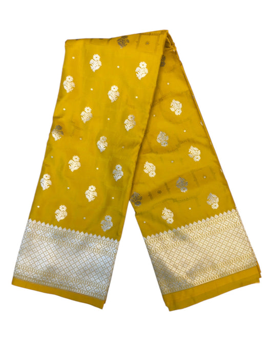 Yellow - Traditional Handloom Banarasi Sari / Saree - with Blouse Piece - SN2405 11TP24 - Prachy Creations