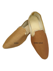 Very comfortable Gold Mojri - Indian Mens shoes - Bollywood - Weddings - Fancy Dress - Mojari, Khossay - Prachy Creations
