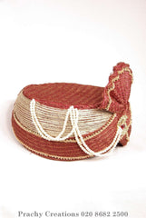 Red / gold Crushed net Turban 201 - 1401 H0416 - Prachy Creations