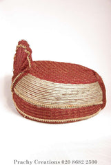 Red / gold Crushed net Turban 201 - 1401 H0416 - Prachy Creations