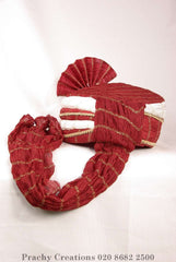 Red / Cream Crushed Tissue Turban 204 - 1407 H0416 - Prachy Creations