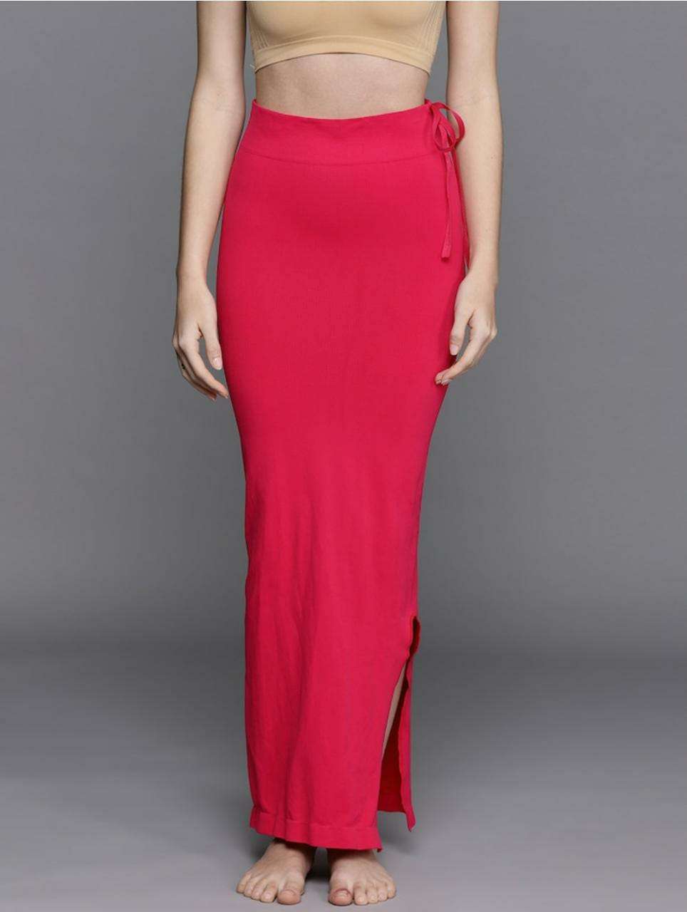 24hr Dispatch - 18 Colours - Womens Stretchy ShapeWear Saree Petticoat with side slit and drawstring - Prachy Creations