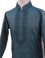 Bollywood - Boys Kurta set with churidar trousers, Turquoise - Adhir AP0319 - Prachy Creations
