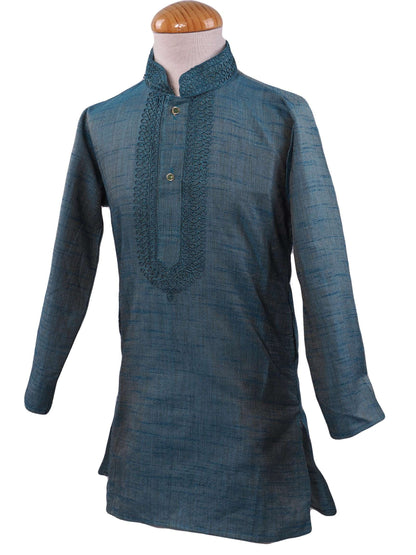 Bollywood - Boys Kurta set with churidar trousers, Turquoise - Adhir AP0319 - Prachy Creations