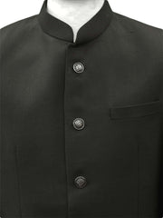 Mens Black BandhGala / Nehru / Prince / Chinese Collar Jacket - Linen - Fantastic Fit - BGJ1801JP - Prachy Creations