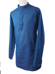 Astra - Blue Cotton Kurta top - Mens Indian shirt - Ideal on a pair of jeans - R0718 - Prachy Creations