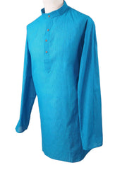 Astra - Turquoise Cotton Kurta top - Mens Indian shirt - Ideal on a pair of jeans - R0718 - Prachy Creations