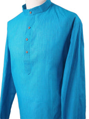 Astra - Turquoise Cotton Kurta top - Mens Indian shirt - Ideal on a pair of jeans - R0718 - Prachy Creations