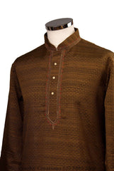 Kurta set made using handloom material with thread work - Chev KY0315 - Prachy Creations