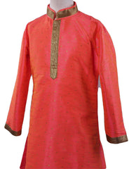 BollywoodParty - Boys Kurta set with pyjama trousers , Coral - Commander KV0319 Size age six months onwards - Prachy Creations