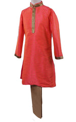 BollywoodParty - Boys Kurta set with pyjama trousers , Coral - Commander KV0319 Size age six months onwards - Prachy Creations