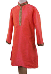 BollywoodParty - Boys Kurta set with pyjama trousers , Coral - Commander KV0319 Size age six months onwards - Prachy Creations