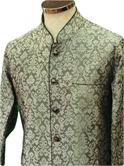 Mens Indian Light Sherwani set in Black / Silver Brocade for weddings, Bollywood Party ( with Draw stringed trousers) - DD180801JV - Prachy Creations