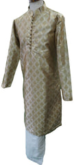 Mens Brocade Gold Kurta set , Bollywood Party Weddings - F1801KT - Prachy Creations
