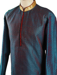 Turquoise Blue Mens Indian Kurta set for weddings and Bollywood Party ( incl Draw stringed trousers) - Getz VT0218 - Prachy Creations