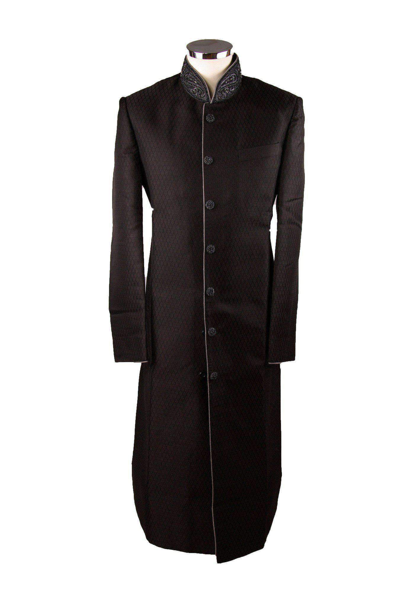 Simple Black Sherwani SW101 - Prachy Creations