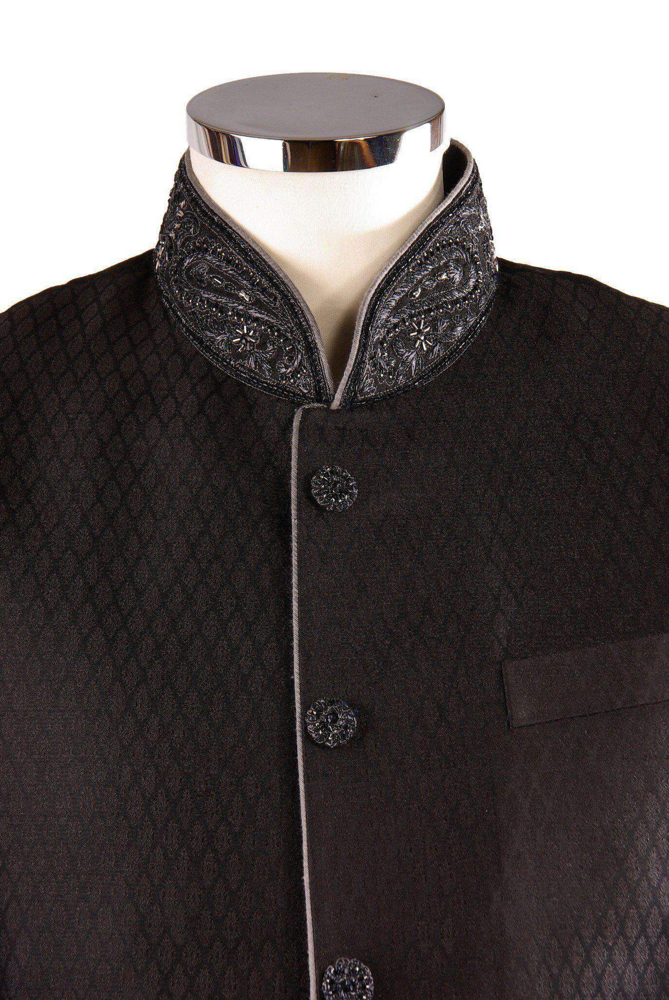 Simple Black Sherwani SW101 - Prachy Creations