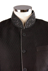 Simple Black Sherwani SW101 - Prachy Creations