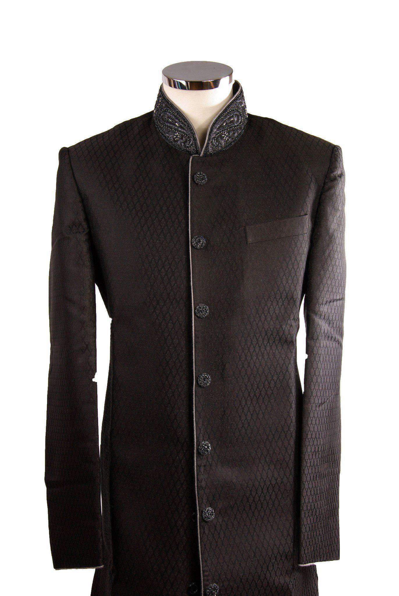 Simple Black Sherwani SW101 - Prachy Creations