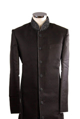 Simple Black Sherwani SW101 - Prachy Creations