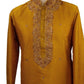 Classy Raw silk kurta set with antique embroidery on the neck and sleeves - CK 1800 - Prachy Creations